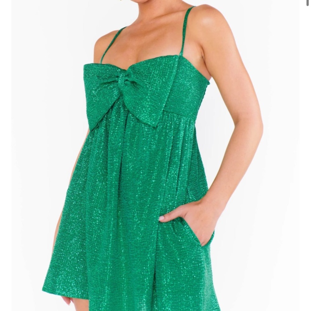 NWT!!! Show me your Mumu best bow mini dress green